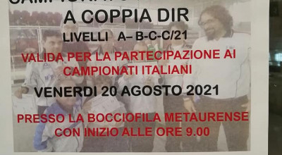 CAMPIONATO REGIONALE A COPPIA DIR... Livelli A-C21  B. C  19 coppie Partecipanti