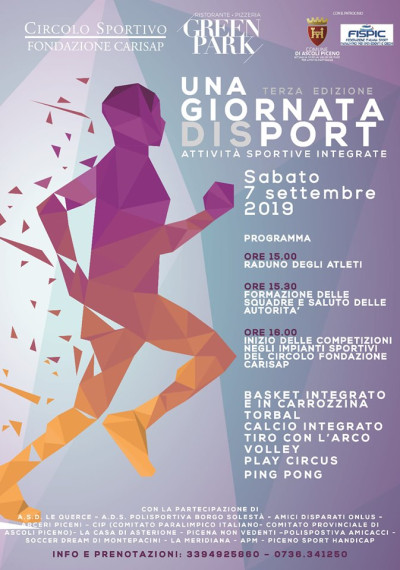 Una Giornata di Sport sabato 7 settembre al Circolo Sportivo della Fondazione...