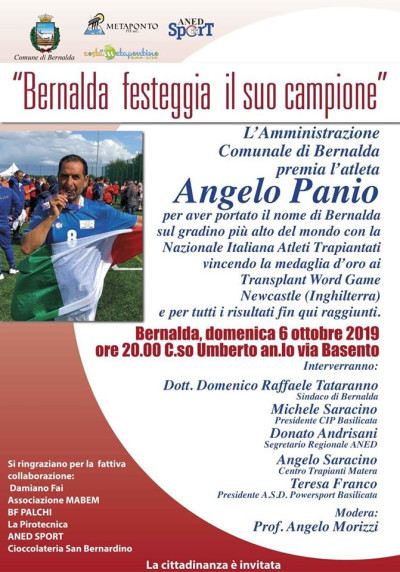 Bernalda festeggia Angelo Panio