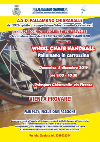 Wheel Chair Handball a Chiaravalle l'8 Dicembre