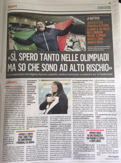 Corriere Adriatico consueta pagina quindicinale dedicata agli Sport Paralimpi...