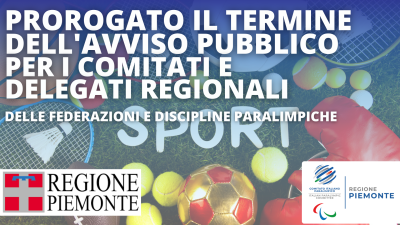 Proroga termini Piano Regionale per la Promozione sportiva 2023/2024