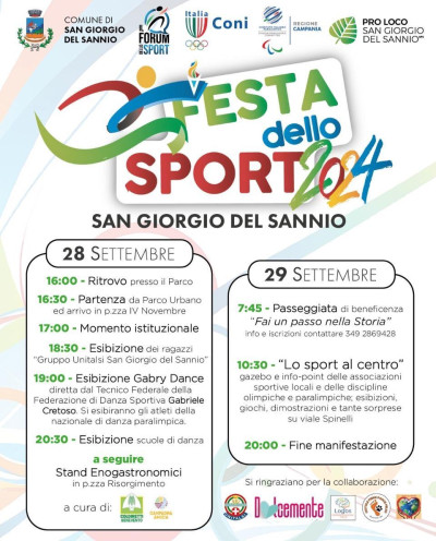 Festa dello Sport, San Giorgio del Sannio (BN) 28-29 settembre 2024