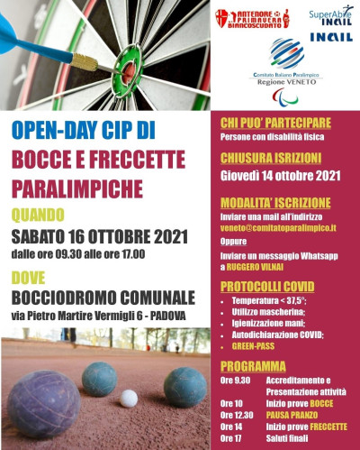 16/10/2021 - OPEN-DAY CIP DI BOCCE E FRECCETTE PARALIMPICHE