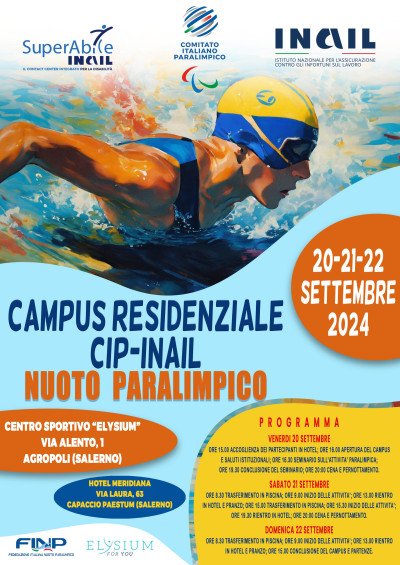 Campus Cip-Inail di nuoto paralimpico, Agropoli (SA) 20-21-22 settembre 2024