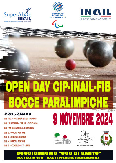 Open Day Cip-Inail-Fib di bocce paralimpiche, Castelvenere (Bn) 9 novembre 2024