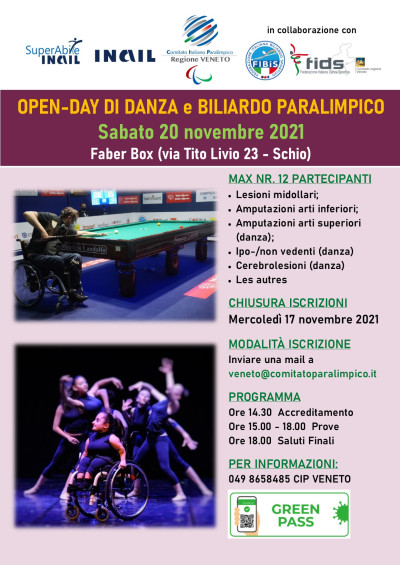 20/11/2021 - OPEN-DAY DI DANZA E BILIARDO PARALIMPICO