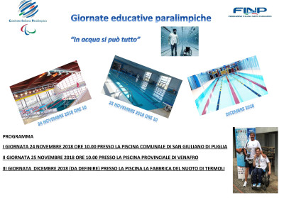 Nuoto paralimpico itinerante, tre Giornate educative organizzate dalla FINP M...