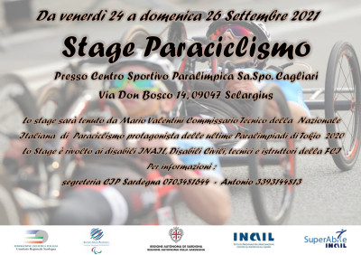 Programma stage paraciclismo a Selargius 24 - 26 ottobre 2021