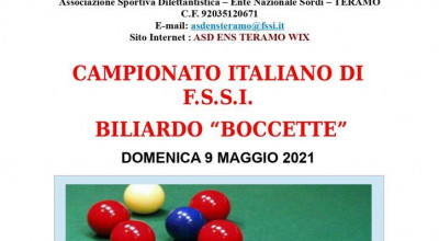 Il 9 maggio a Mosciano Sant'Angelo il Campionato Italiano FSSI Biliardo e Boc...