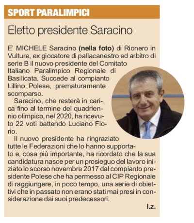 SPort Paralimpici - Saracino Presidente 